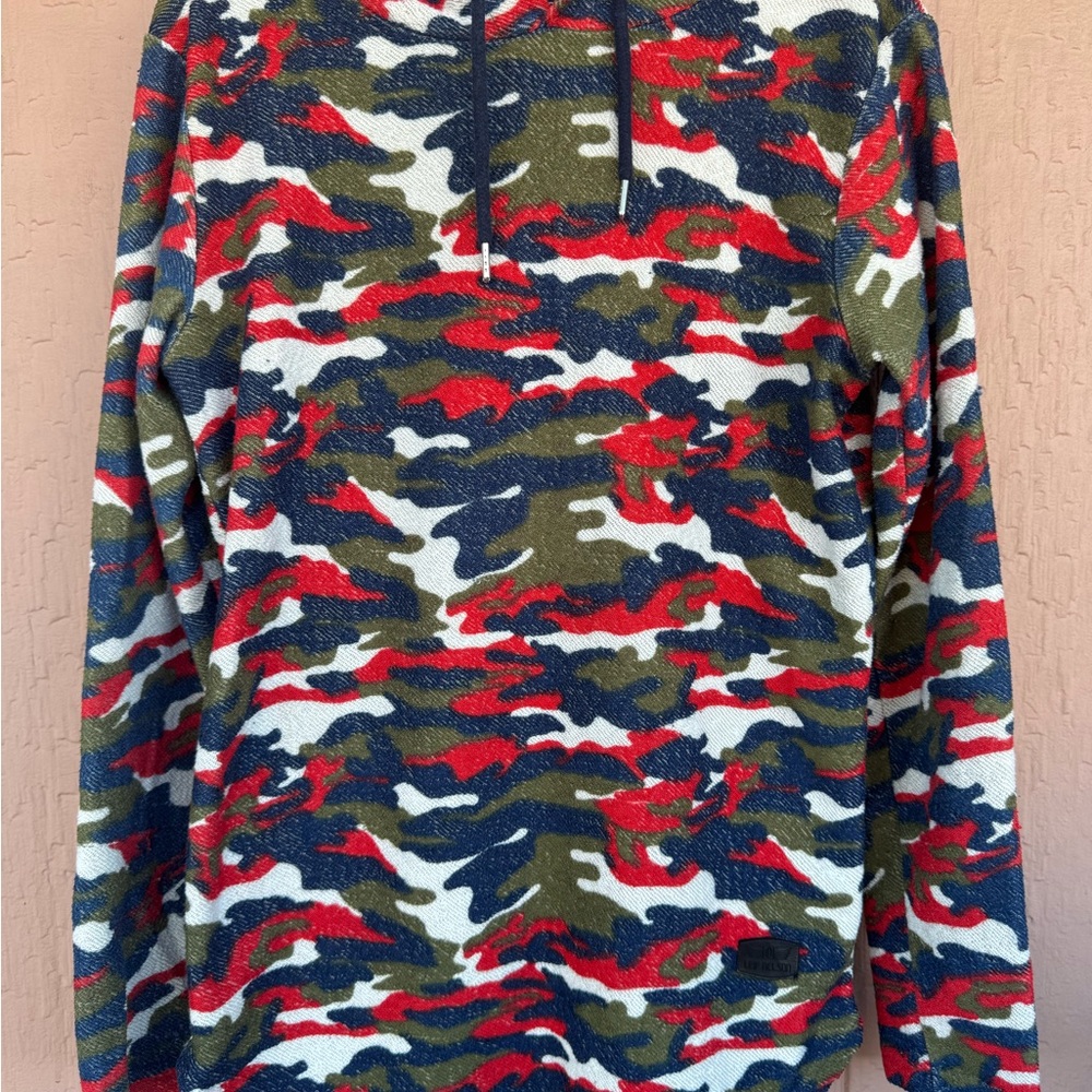 EUC Mens Leif Nelson Color Camo Hooded Sweatshirt Size Medium